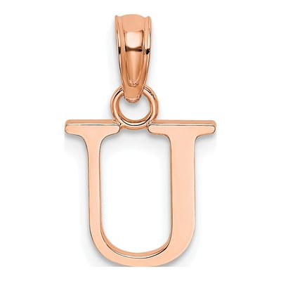14K Rose Gold Letter U Pendant – view 4