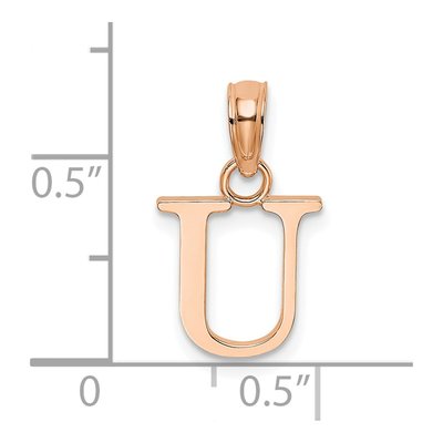 14K Rose Gold Letter U Pendant – view 5
