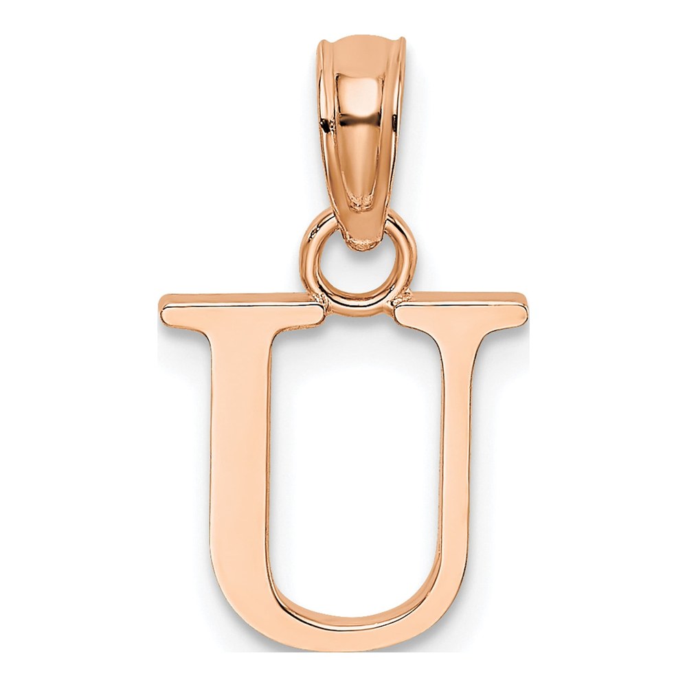 14K Rose Gold Letter U Pendant