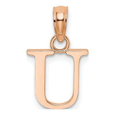 14K Rose Gold Letter U Pendant