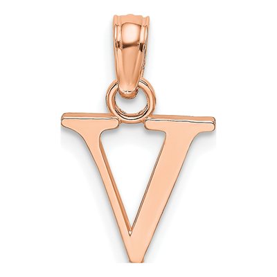 14K Rose Gold Letter V Pendant – view 4