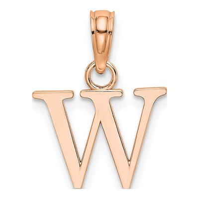 14K Rose Gold Letter W Pendant