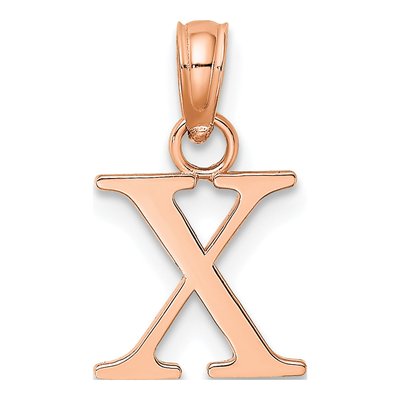 14K Rose Gold Letter X Pendant – view 4
