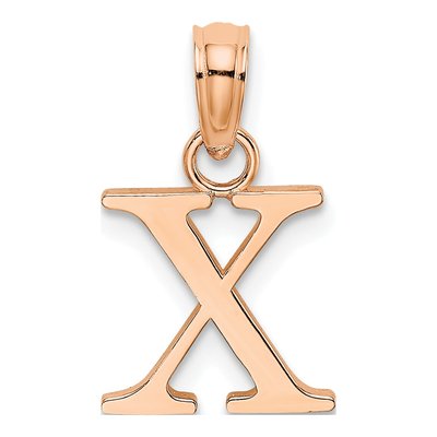 14K Rose Gold Letter X Pendant