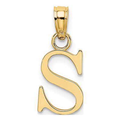 14K Yellow Gold Block Letter S Pendant