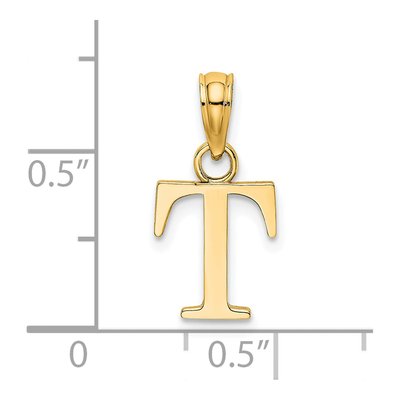 14K Yellow Gold Letter T Pendant – view 4
