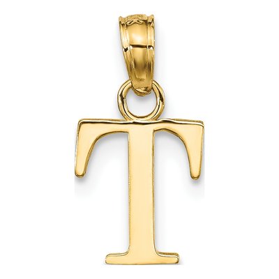 14K Yellow Gold Letter T Pendant – view 5