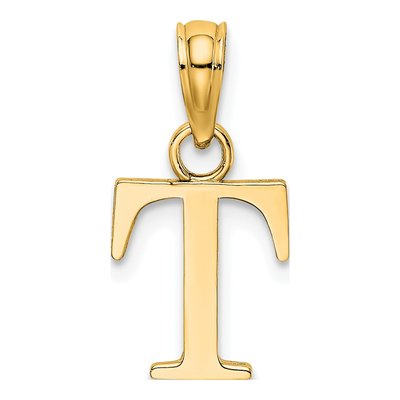 14K Yellow Gold Letter T Pendant