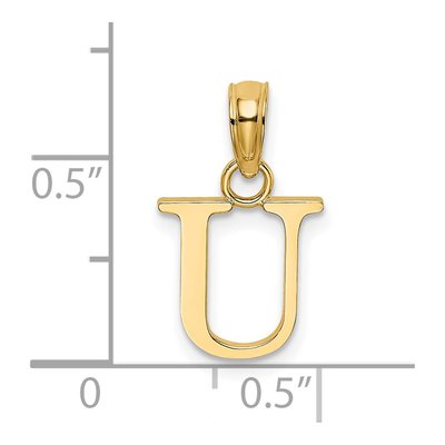 14K Yellow Gold Letter U Pendant – view 3