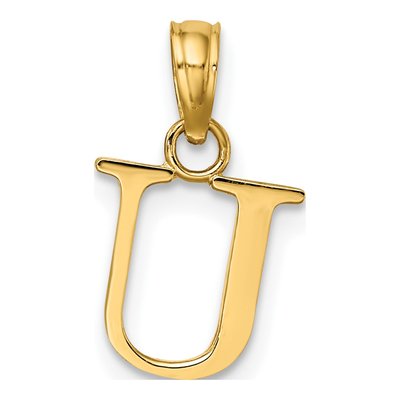 14K Yellow Gold Letter U Pendant – view 4