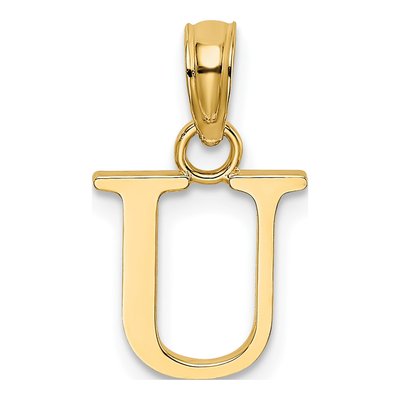 14K Yellow Gold Letter U Pendant