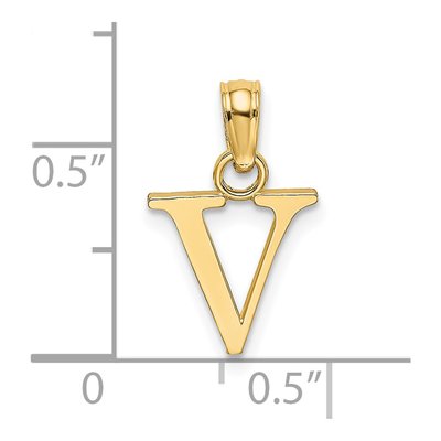 14K Yellow Gold Letter V Pendant – view 4