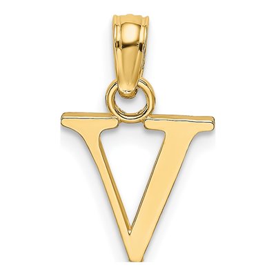 14K Yellow Gold Letter V Pendant – view 5