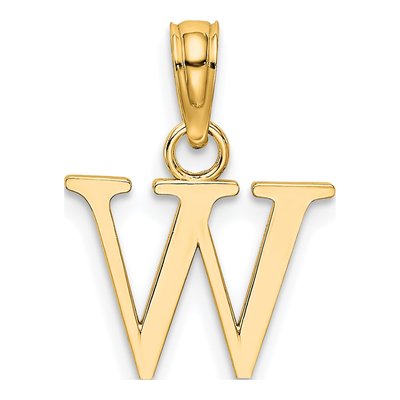 14K Yellow Gold Block Letter W Pendant – view 5