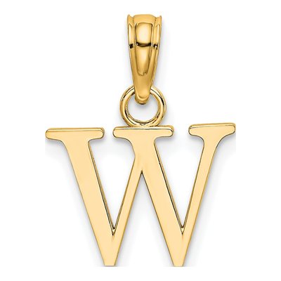 14K Yellow Gold Block Letter W Pendant