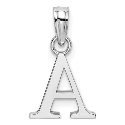 14K White Gold Letter A Pendant