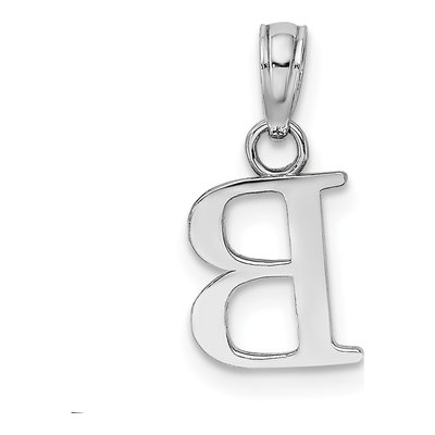 14K White Gold Block Letter B Pendant – view 5