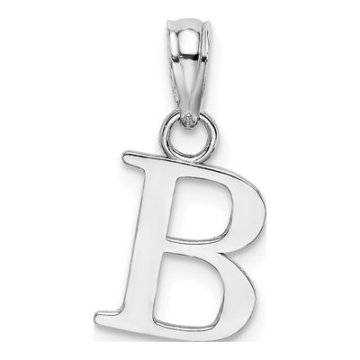 14K White Gold Block Letter B Pendant