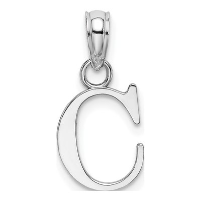 14K White Gold Letter C Pendant