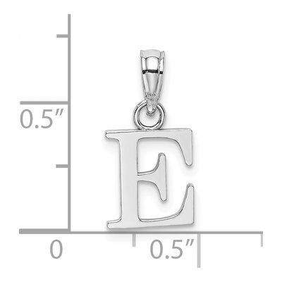 14K White Gold Letter E Pendant – view 4