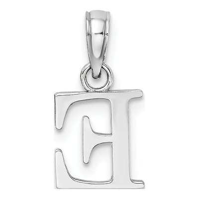 14K White Gold Letter E Pendant – view 5