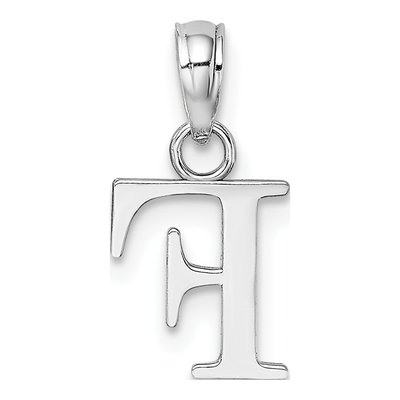 14K White Gold Letter F Pendant – view 5