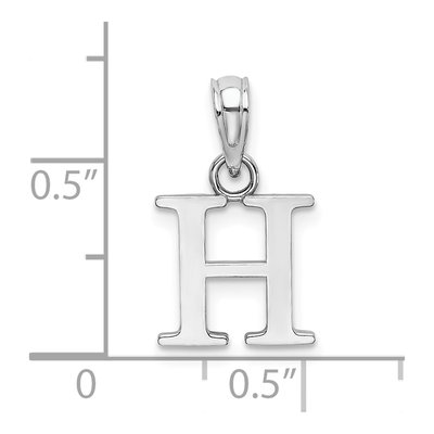 14K White Gold Letter H Pendant – view 4