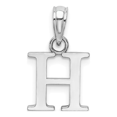 14K White Gold Letter H Pendant – view 5