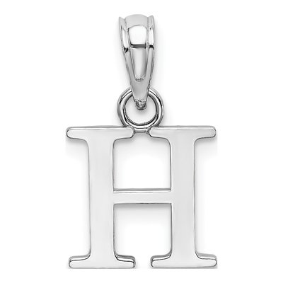 14K White Gold Letter H Pendant