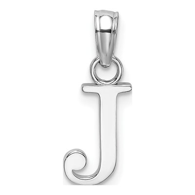 14K White Gold Letter J Pendant