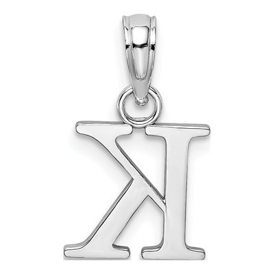 14K White Gold Letter K Pendant – view 5