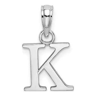 14K White Gold Letter K Pendant