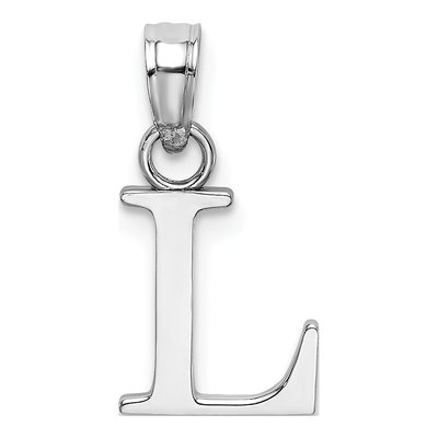 14K White Gold Letter L Pendant