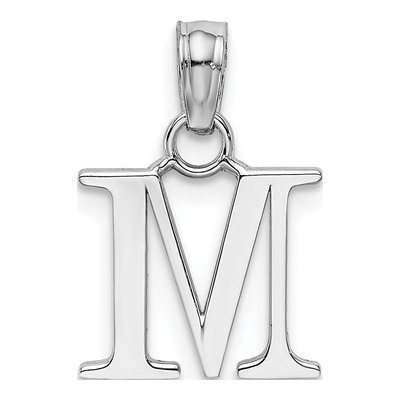 14K White Gold Letter M Pendant – view 5