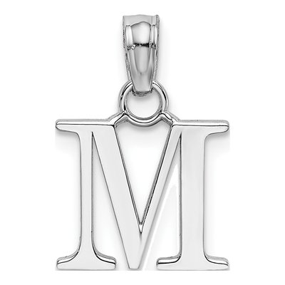 14K White Gold Letter M Pendant