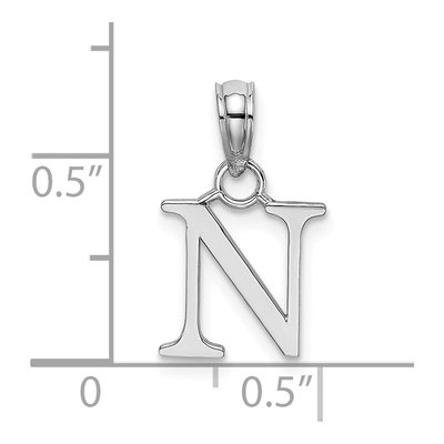 14K White Gold Letter N Pendant – view 4