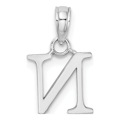 14K White Gold Letter N Pendant – view 5