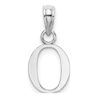 14K White Gold Letter O Pendant