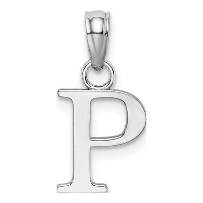 14K White Gold Letter P Pendant