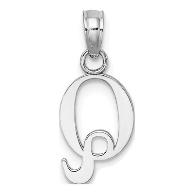 14K White Gold Letter Q Pendant – view 5