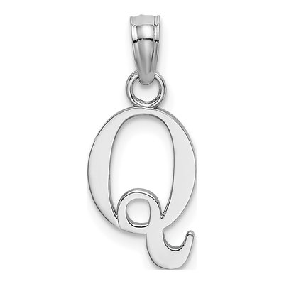 14K White Gold Letter Q Pendant