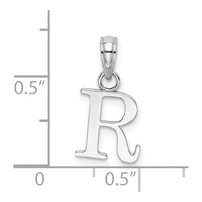 14K White Gold Letter R Pendant – view 4