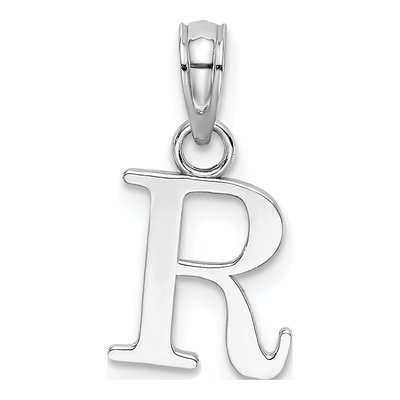 14K White Gold Letter R Pendant