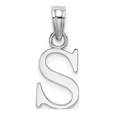 14K White Gold Letter S Pendant