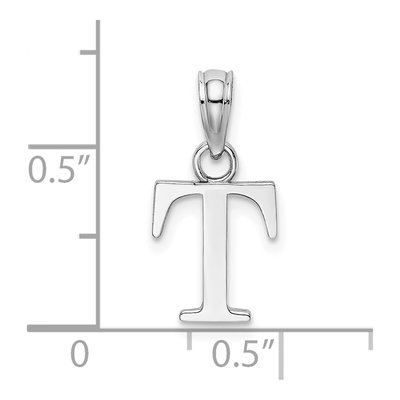 14K White Gold Letter T Pendant – view 4