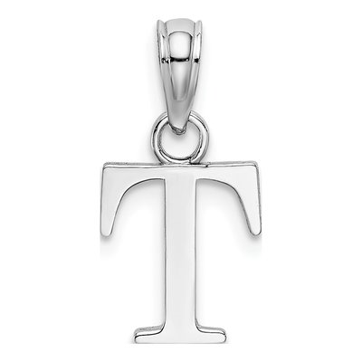 14K White Gold Letter T Pendant – view 5