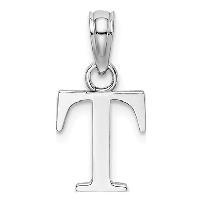 14K White Gold Letter T Pendant