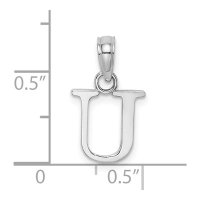 14K White Gold Letter U Pendant – view 4