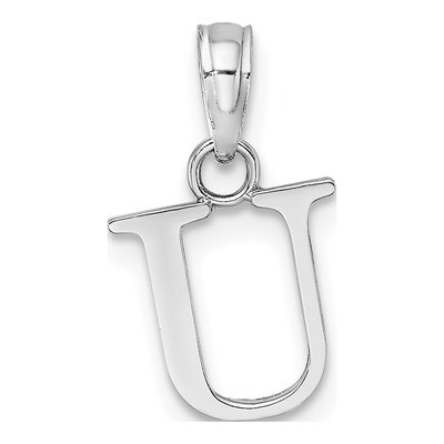 14K White Gold Letter U Pendant – view 5