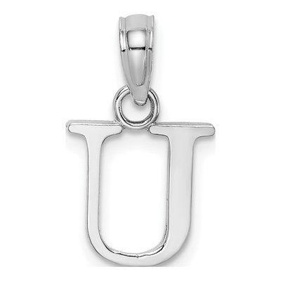 14K White Gold Letter U Pendant